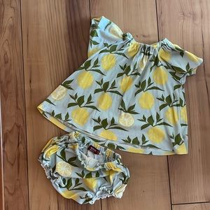 Milk Barn organic bamboo cotton 2 piece dress and bloomer set. 6-12 month.